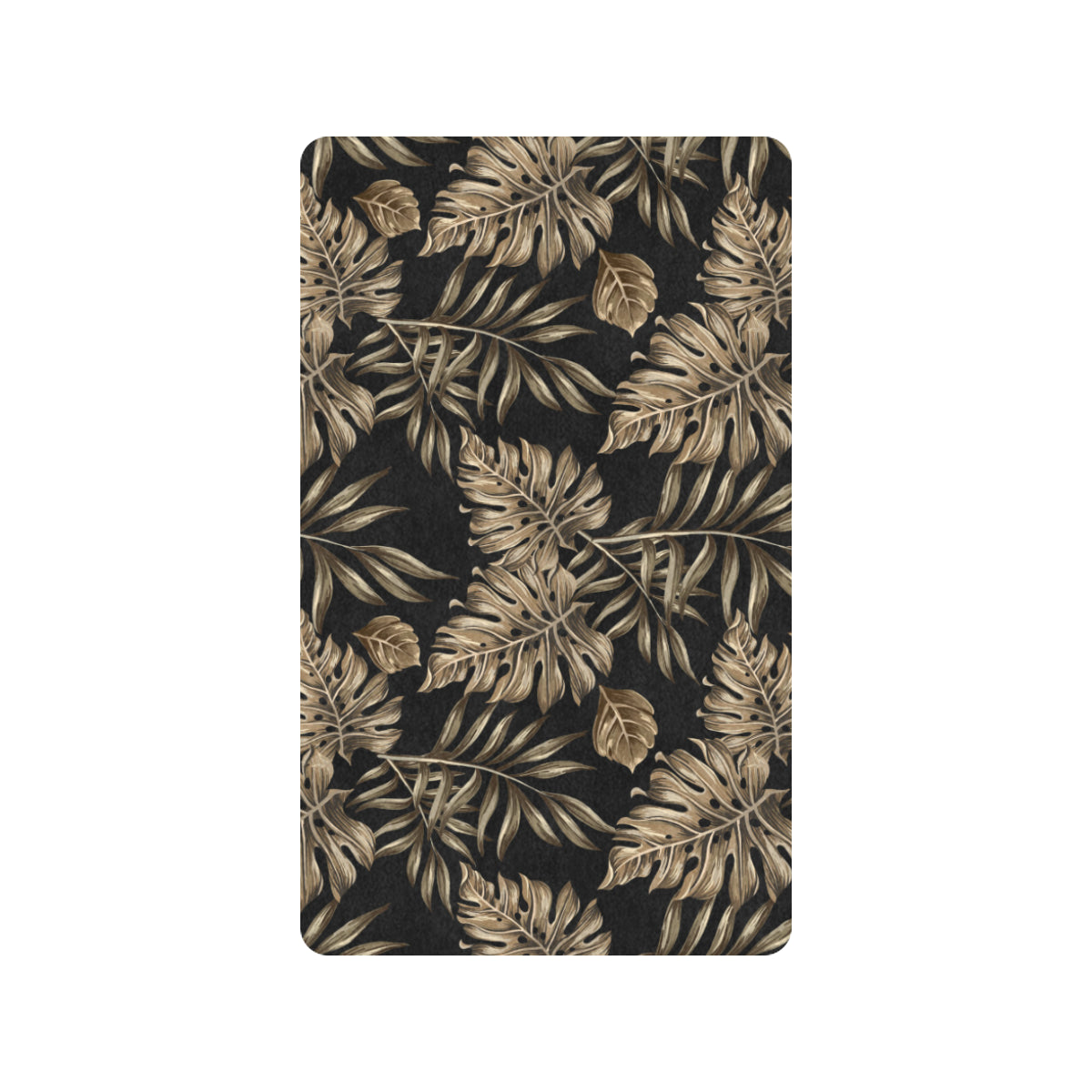 Brown Tropical Palm Leaves Rubber Doormat