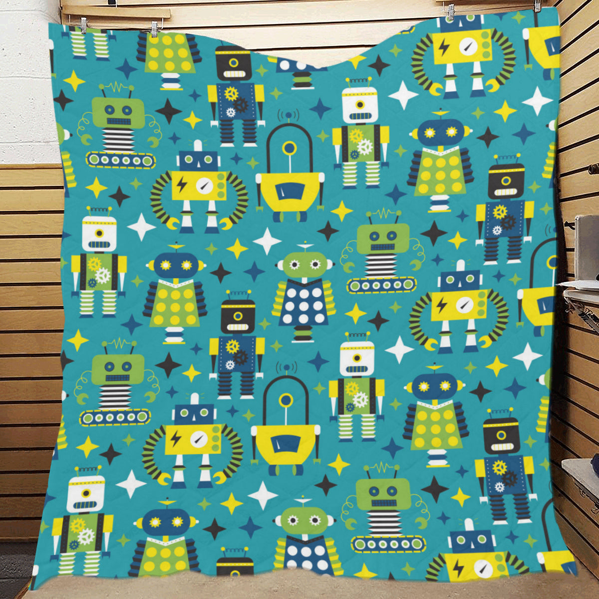 Robot Pattern Print Design A02 Premium Quilt