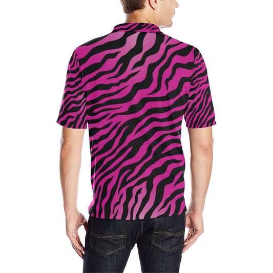 Pink Zebra Men Polo Shirt