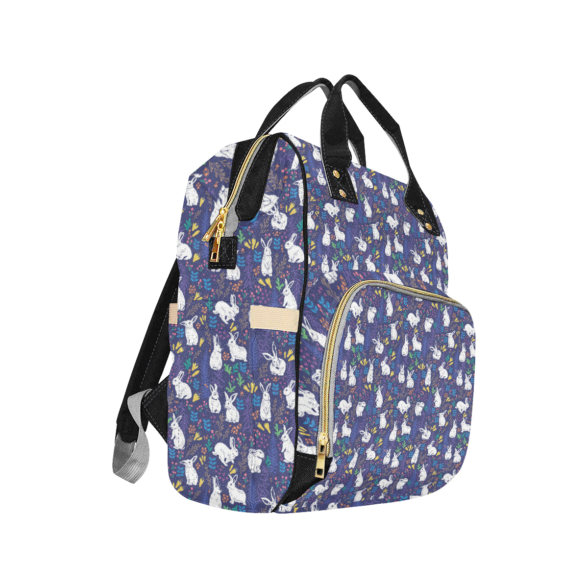 Bunny Pattern Print Design 01 Diaper Bag Backpack