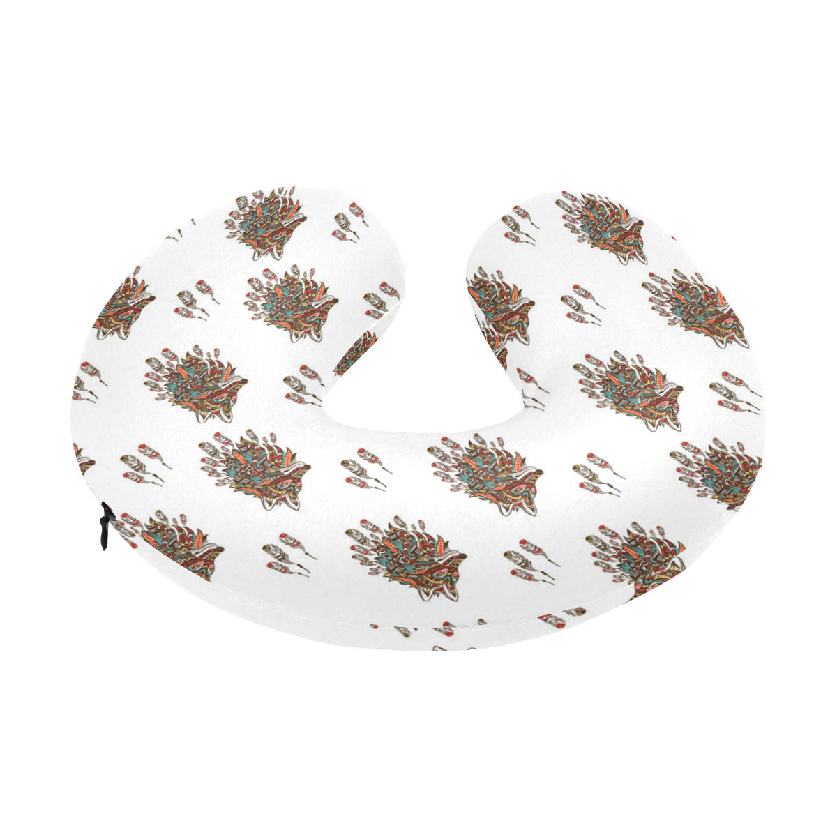 Aztec Wolf Pattern Print Design 02 U-Shaped Travel Neck Pillow