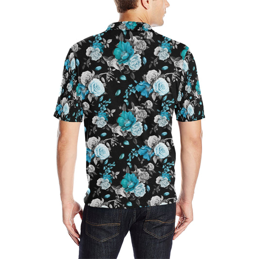 Rose Pattern Print Design A02 Men Polo Shirt
