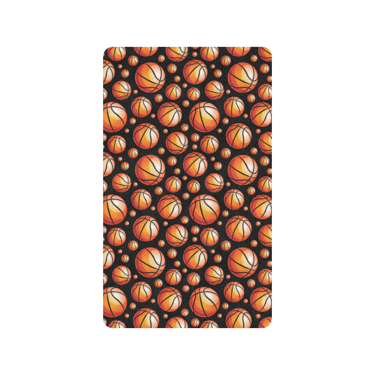 Basketball Black Background Pattern Rubber Doormat