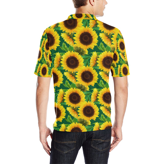 Sunflower Pattern Print Design SF02 Men Polo Shirt