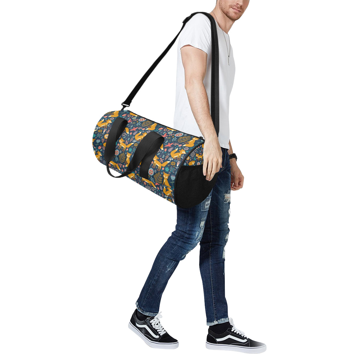 Fox Cute Jungle Print Pattern Travel Duffel Bags