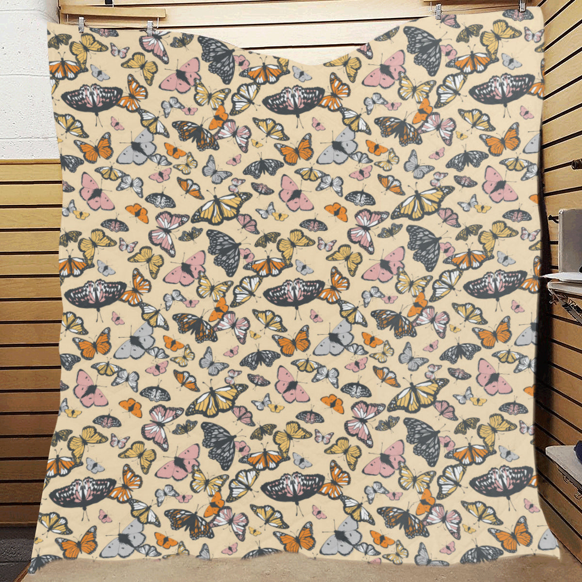 Butterfly Pattern Print Design 04 Premium Quilt