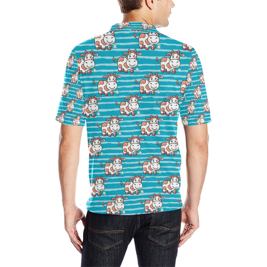 Cow Cute Print Pattern Men Polo Shirt