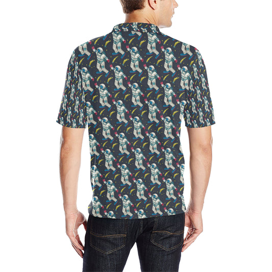 Astronaut Pattern Print Design 04 Men Polo Shirt