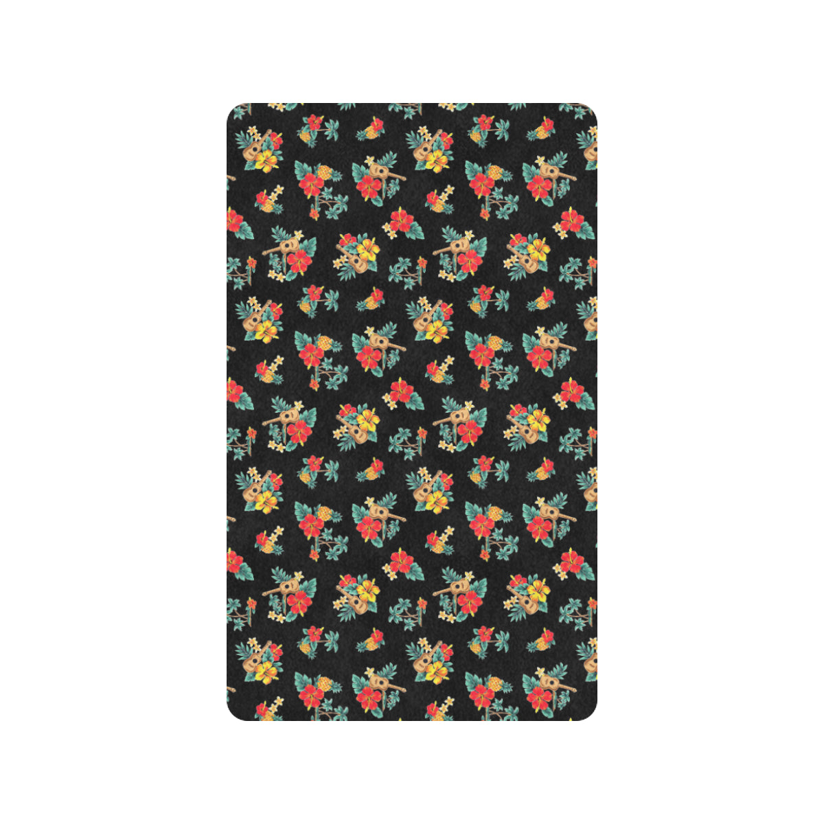 Hawaiian Flower Themed Print Rubber Doormat