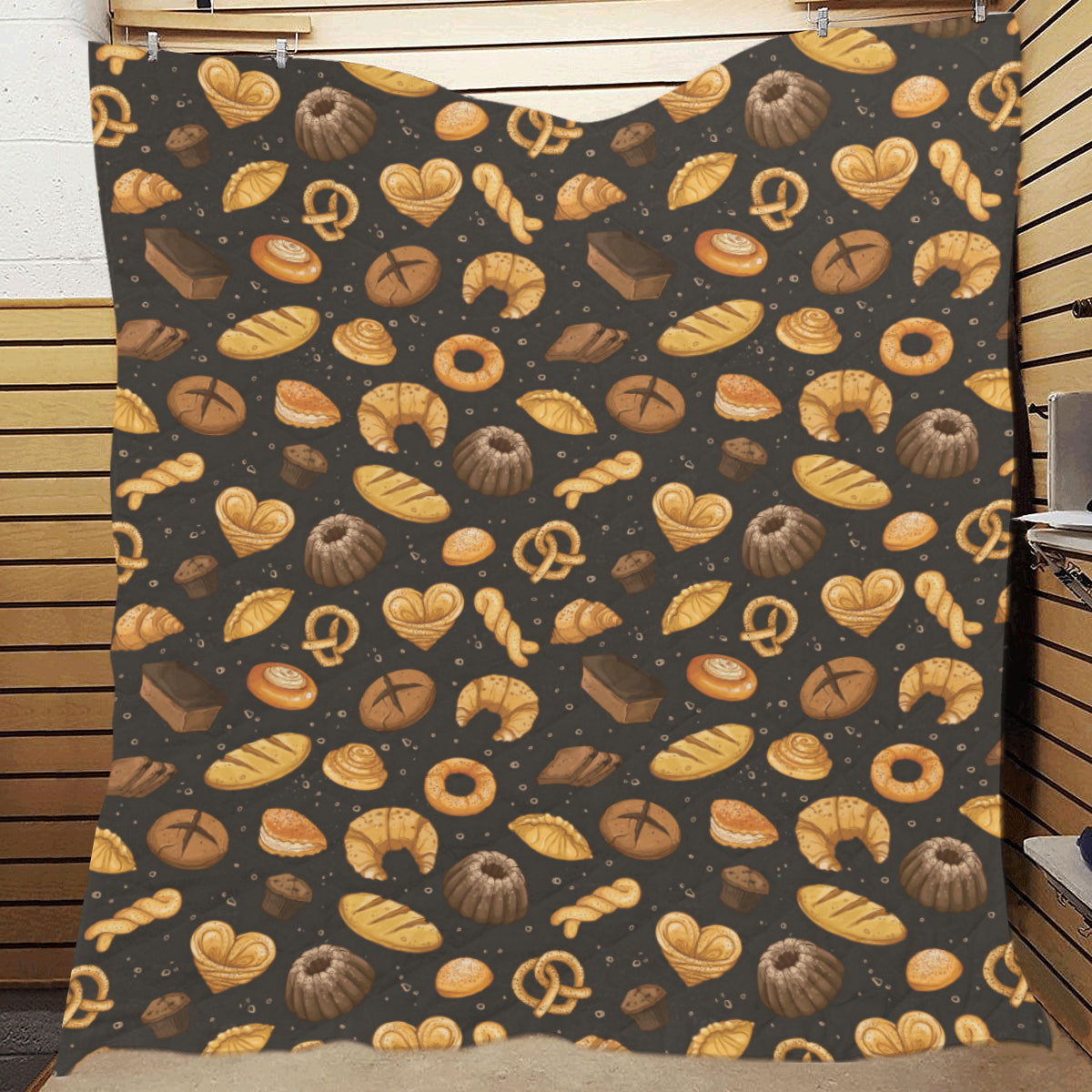 Bread Pattern Print Design 05 Premium Quilt