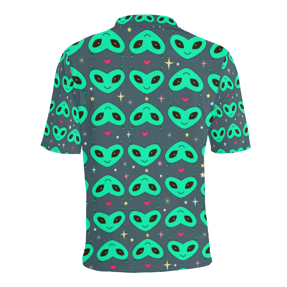 Alien Head Heart Pattern Print Design 03 Men Polo Shirt