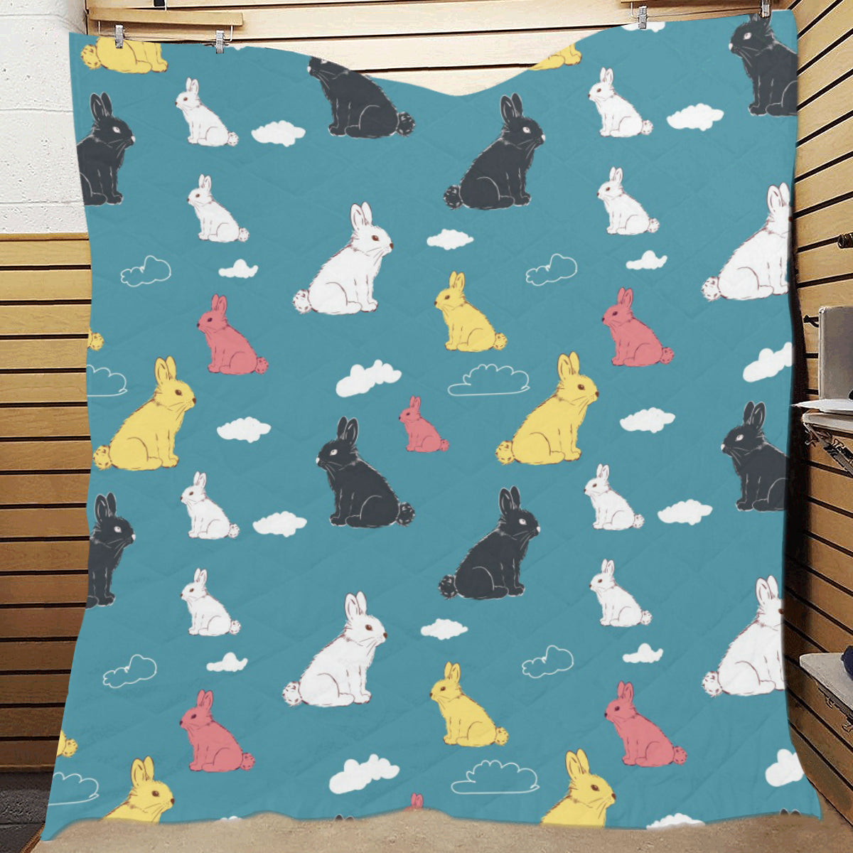 Rabbit Pattern Print Design RB014 Premium Quilt