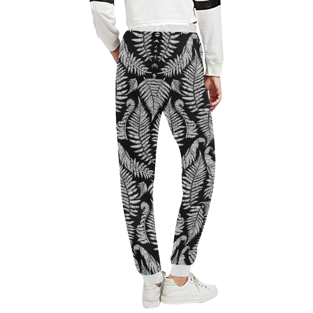Fern Leave Black White Print Pattern Unisex Sweatpants