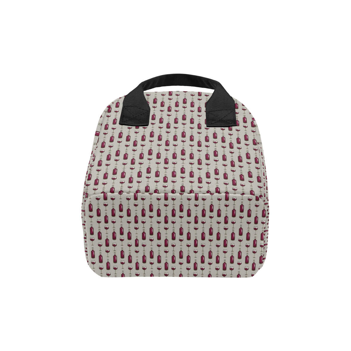 Wine Bottle Pattern Print Insulated Lunch Bag