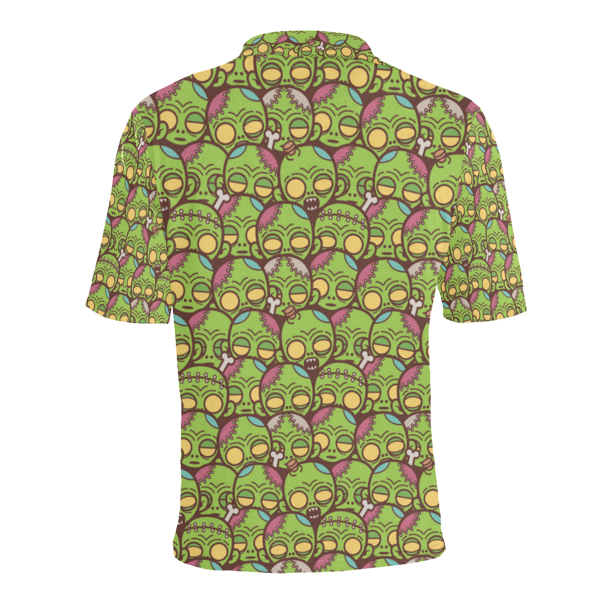 Zombie Head Design Pattern Print Men Polo Shirt