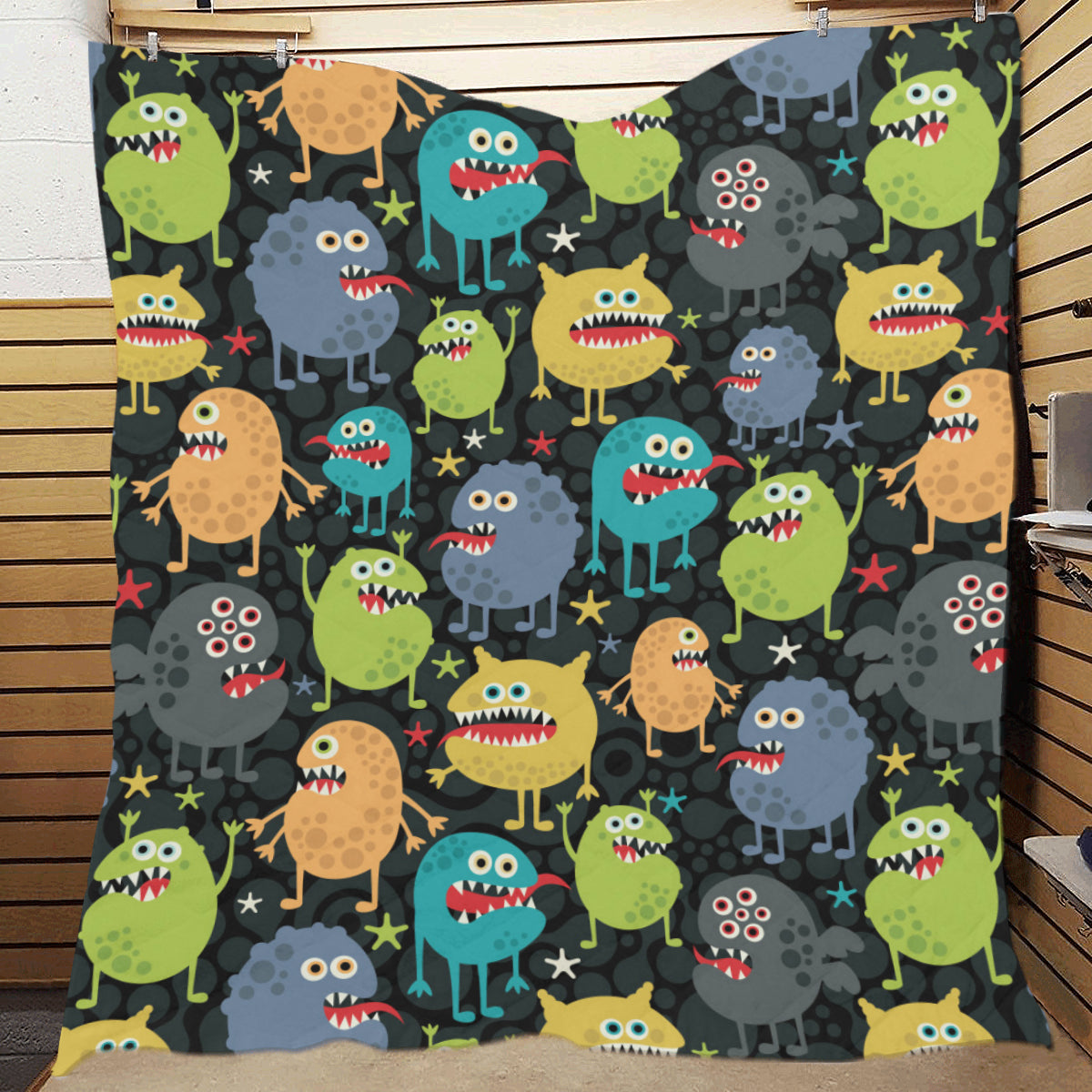 Monster Pattern Print Design 01 Premium Quilt