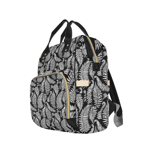 Fern Leave Black White Print Pattern Diaper Bag Backpack