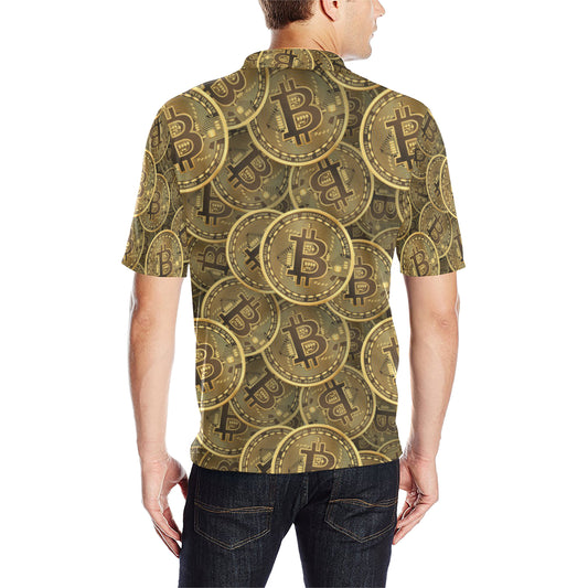 Bitcoin Pattern Print Design DO01 Men Polo Shirt