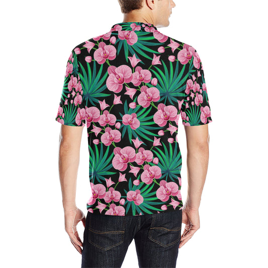 Orchid Pink Pattern Print Design OR06 Men Polo Shirt