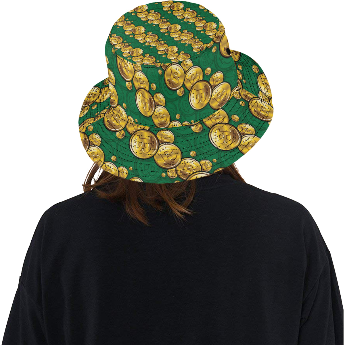 Bitcoin Pattern Print Design DO02 Unisex Bucket Hat