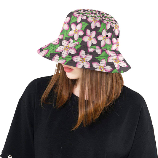 Pink Plumeria Pattern Print Design PM019 Unisex Bucket Hat