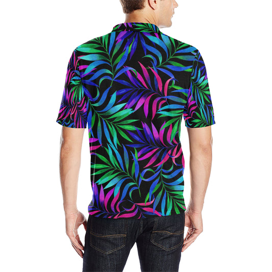 Tropical Flower Pattern Print Design TF010 Men Polo Shirt