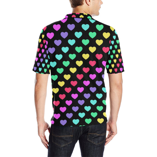Heart Rainbow Pattern Print Design HE02 Men Polo Shirt