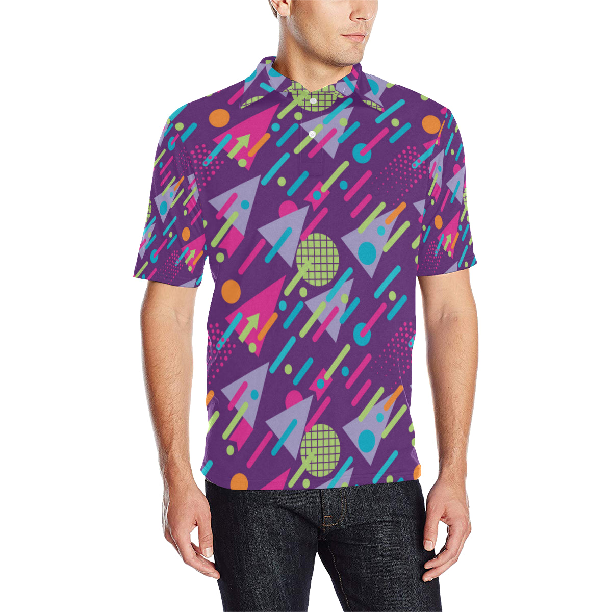 90s Pattern Print Design 4 Men Polo Shirt