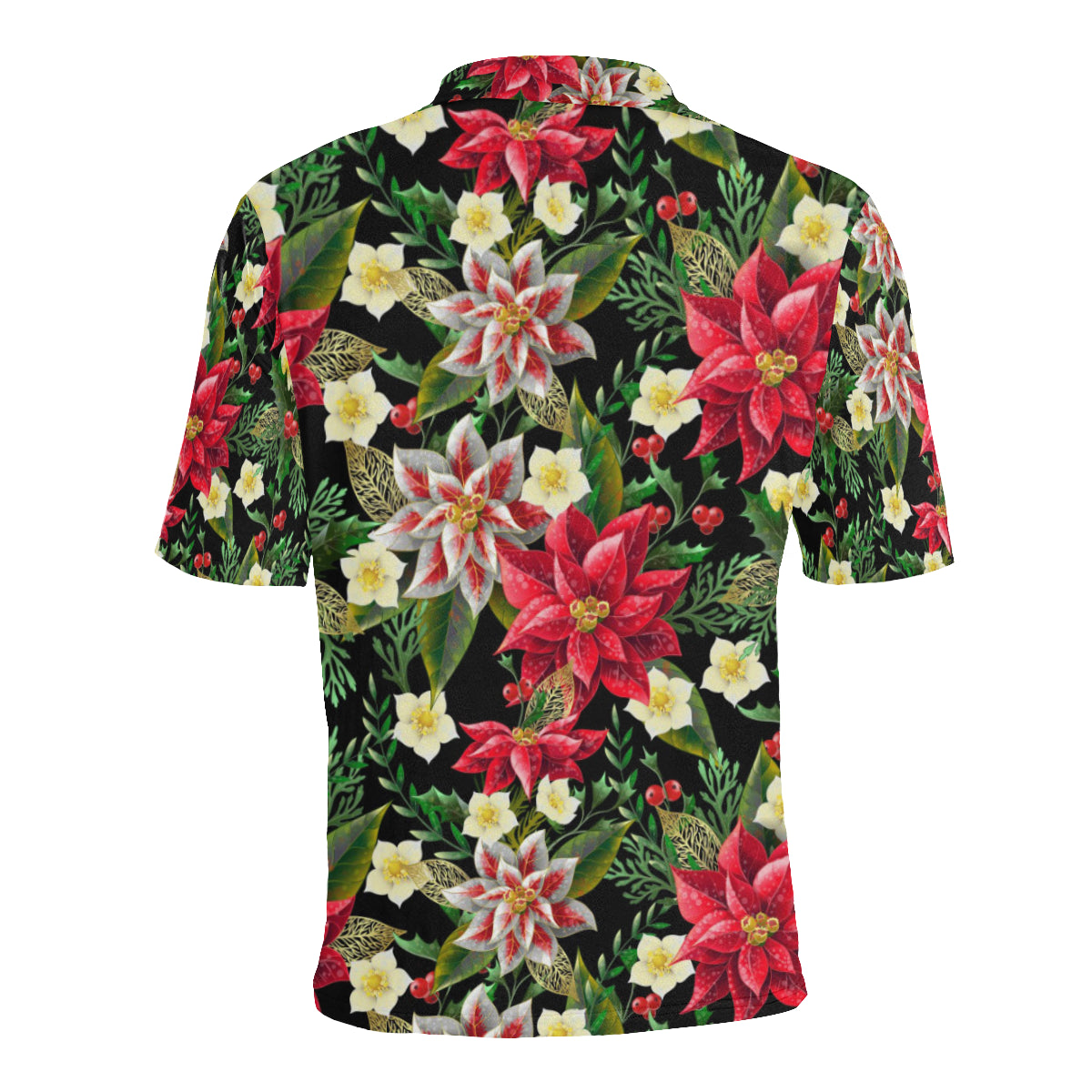 Poinsettia Pattern Print Design POT05 Men Polo Shirt