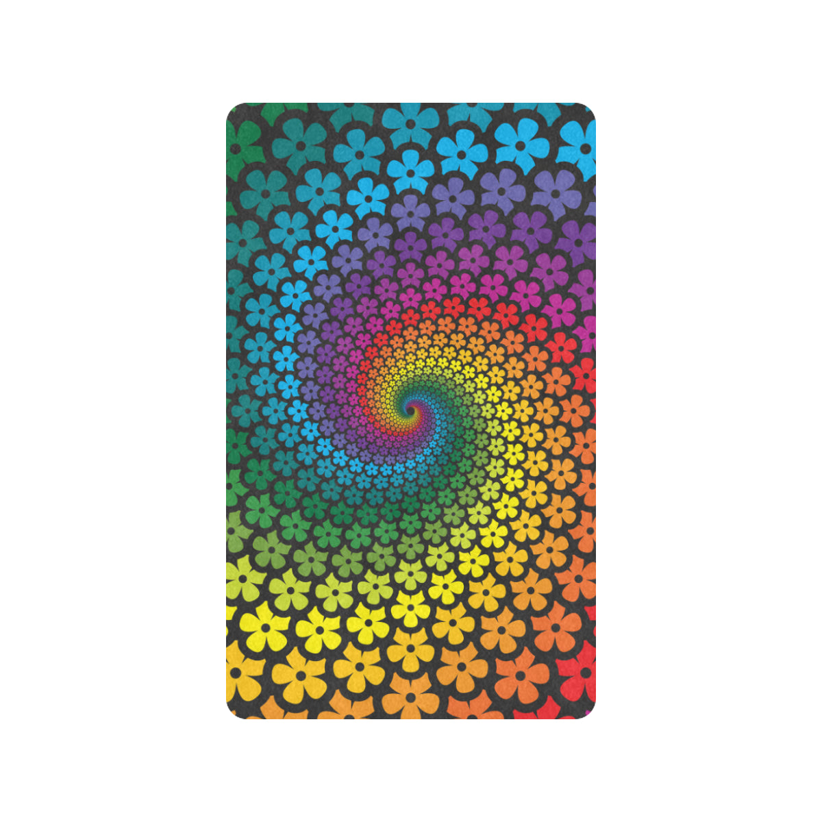 Flower Power Rainbow Spiral Print Rubber Doormat