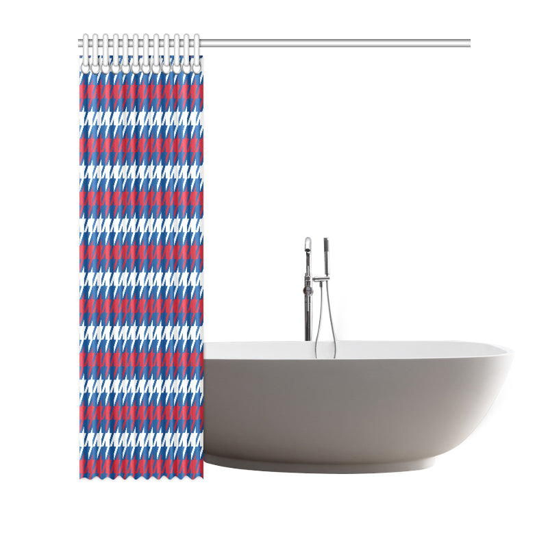 Patriotic Houndstooth Pattern Print Design A02 Shower Curtain