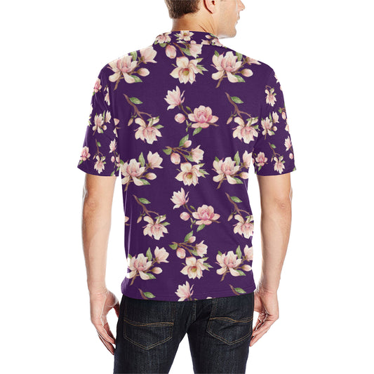 Magnolia Pattern Print Design MAG02 Men Polo Shirt