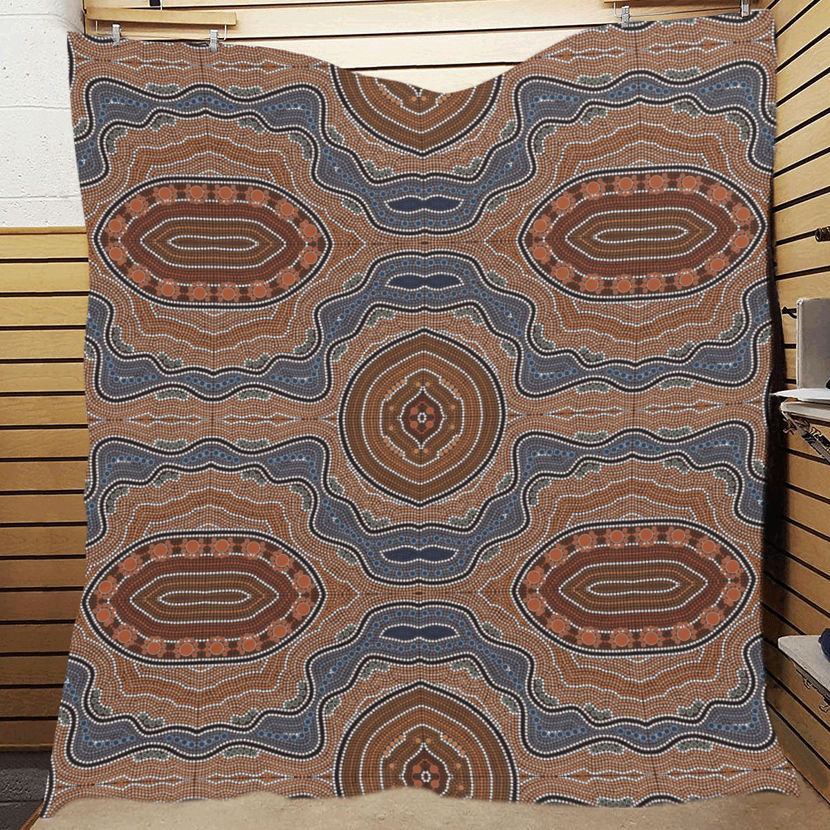Aboriginal Pattern Print Design 01 Premium Quilt