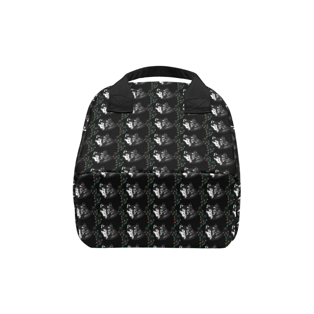 Wolf Black Dream Catcher Design Print Insulated Lunch Bag
