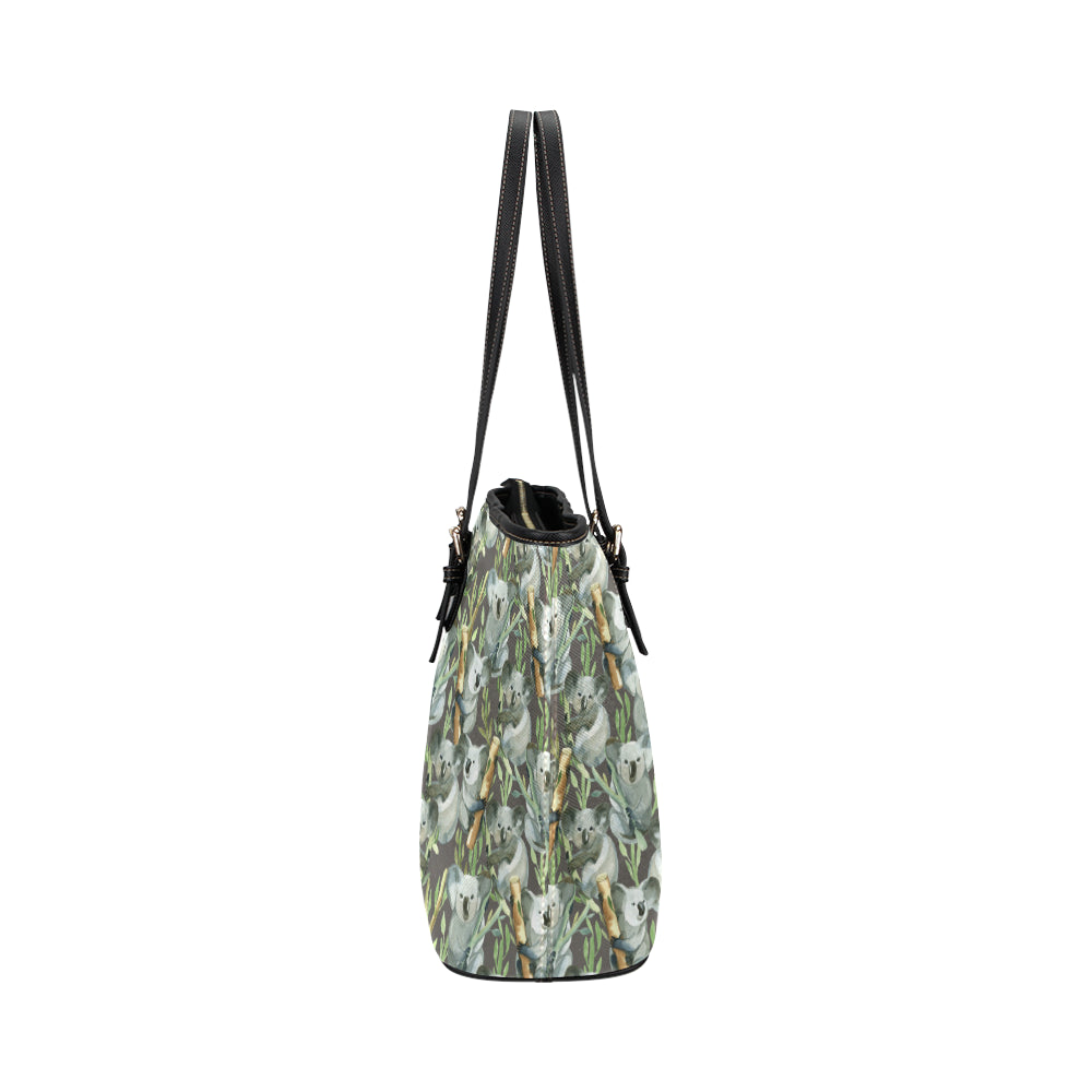 Koala Pattern Design Print Leather Tote Bag
