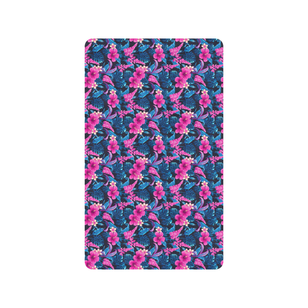 Tropical Folower Pink Themed Print Rubber Doormat