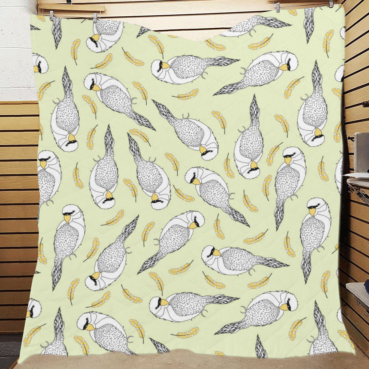 Parakeet Pattern Print Design A03 Premium Quilt