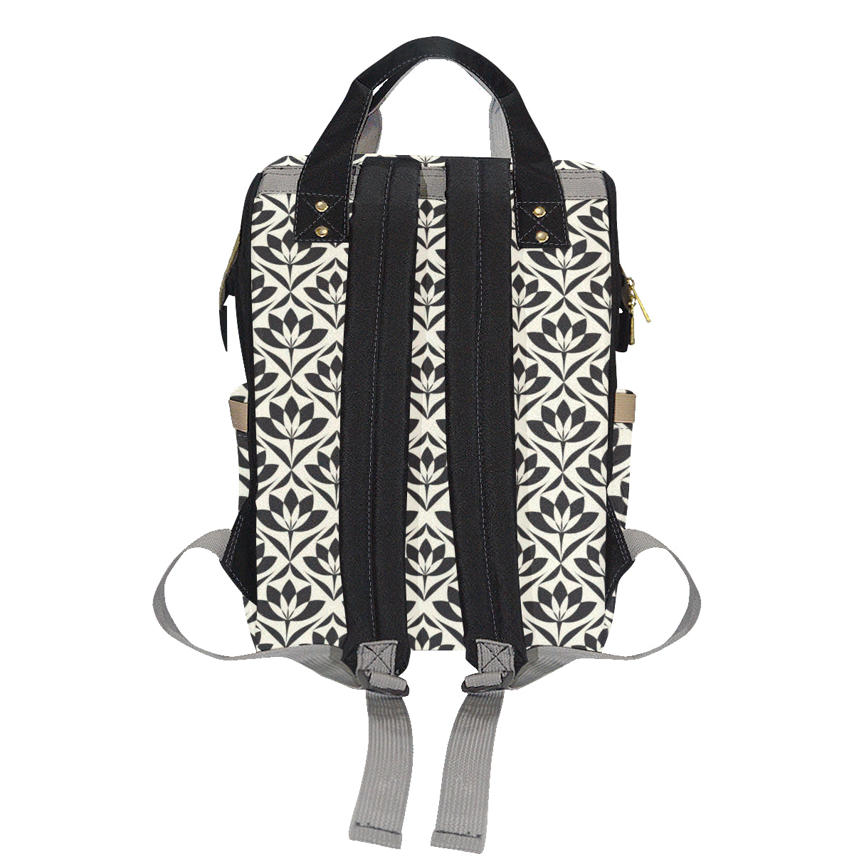 Lotus Pattern Print Diaper Bag Backpack