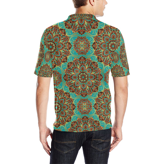 Medallion Pattern Print Design 02 Men Polo Shirt