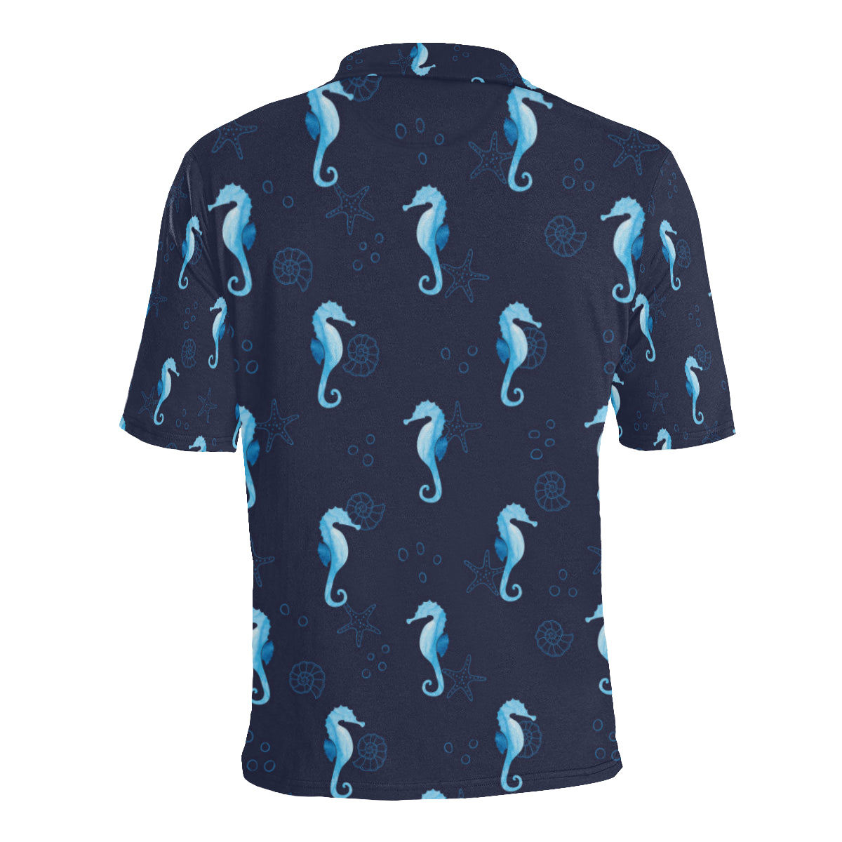 SeaHorse Blue neon Pattern Print Design 03 Men Polo Shirt