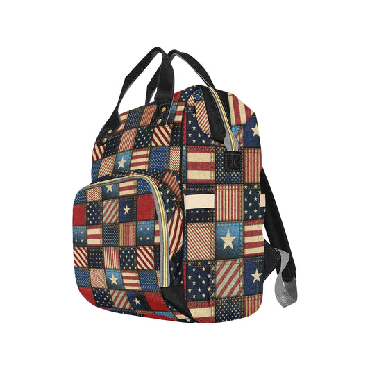 American flag Patchwork Design Diaper Bag Backpack