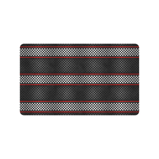 Checkered Flag Red Line Style Rubber Doormat