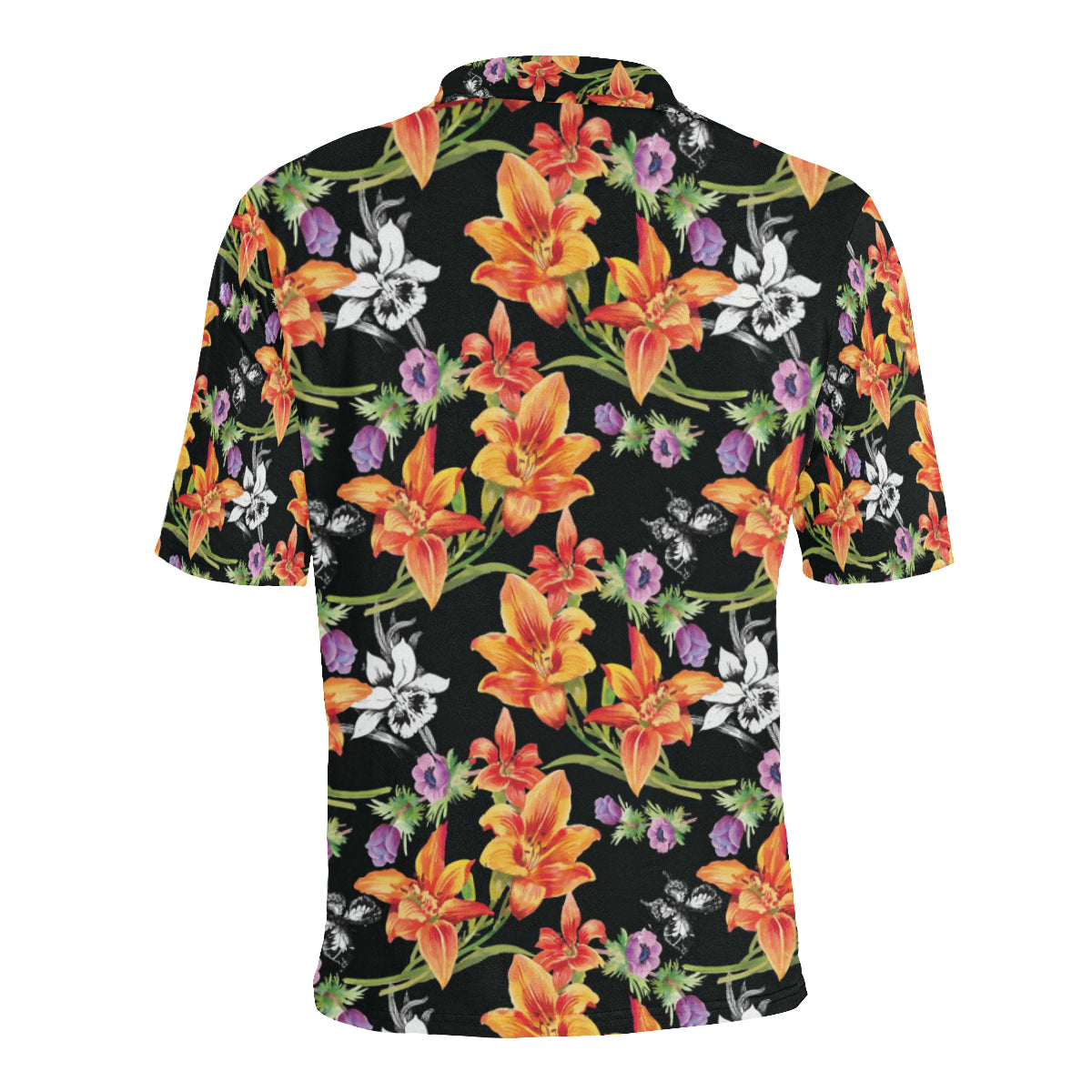 Tropical Flower Pattern Print Design TF02 Men Polo Shirt