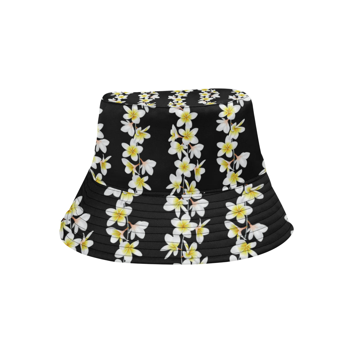 White Plumeria Pattern Print Design PM08 Unisex Bucket Hat