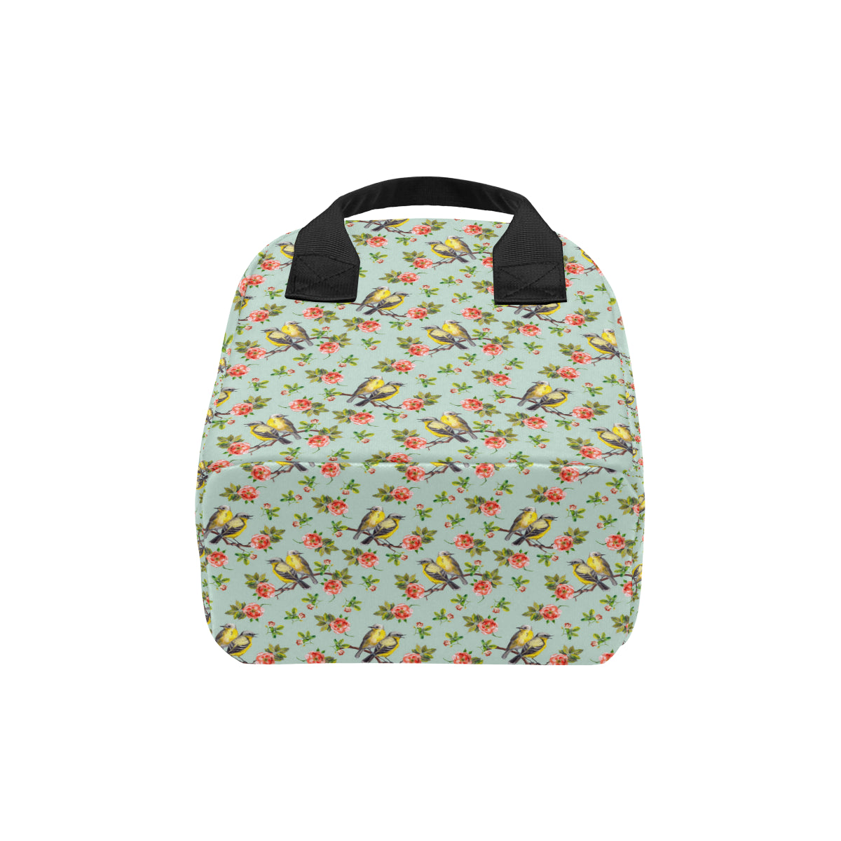Bird with Red Flower Print Pattern Insulated Lunch Bag
