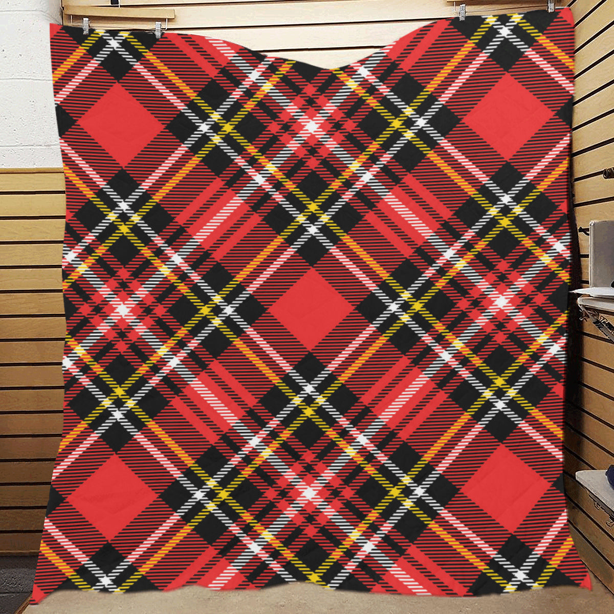 Plaid Red Pattern Print Design A03 Premium Quilt