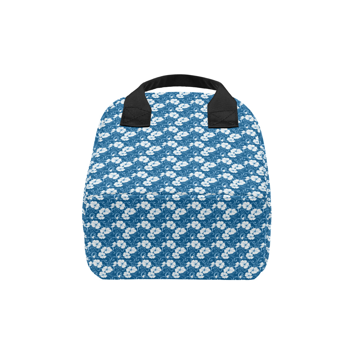 Hibiscus Blue Flower Hawaiian Print Insulated Lunch Bag