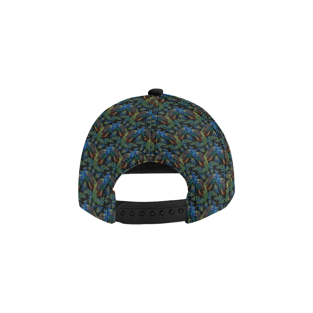 Peacock Themed Design Print Snapback Cap