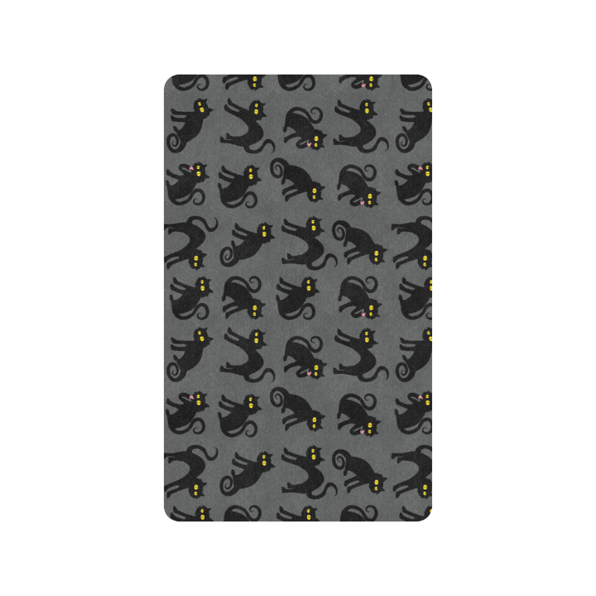 Black Cat Cute Print Pattern Rubber Doormat