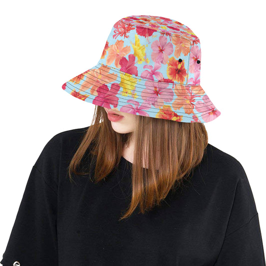 Hibiscus Pattern Print Design HB020 Unisex Bucket Hat